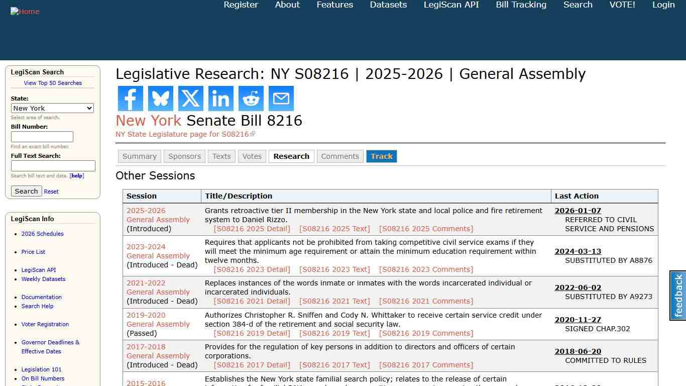 Legislative Research: NY S08216 2025-2026 General Assembly LegiScan